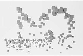 Abstract pixel art representing digital wayfinding technology