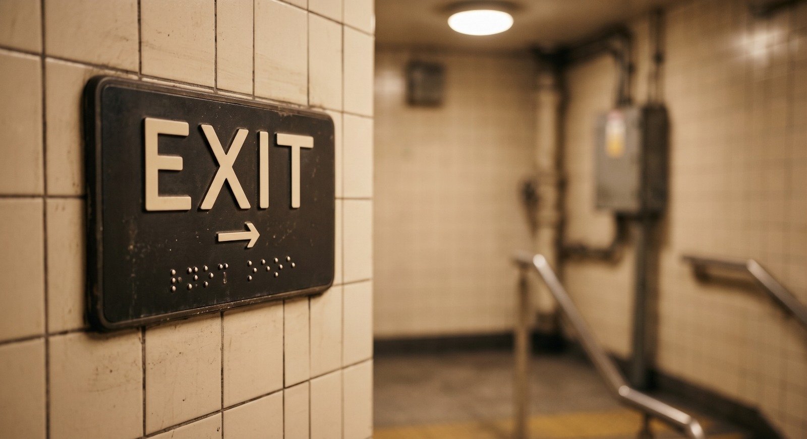 exit sign with braille